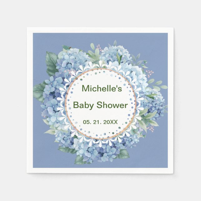 Personalized Blue & White Florals Napkin (Front)