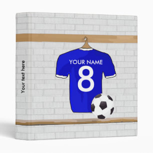 Personalized Blue White Football Soccer Jersey Binder