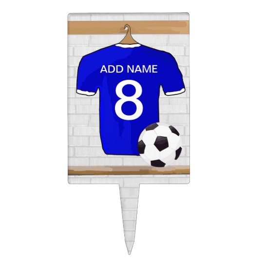 Personalized Blue White Football Soccer Jersey Cake Topper Zazzle.ca