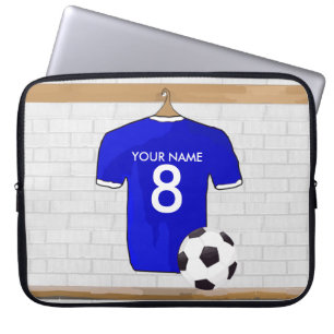 Personalized Blue White Football Soccer Jersey Laptop Sleeve