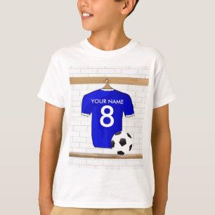 Personalized Blue White Football Soccer Jersey T-Shirt