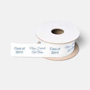 Personalized Blue White Graduate Class Nurse Name Satin Ribbon