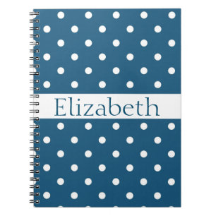 Personalized Blue & White Polka Dots Pattern Notebook