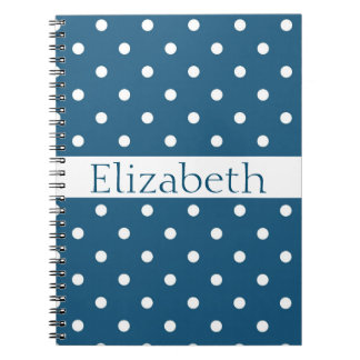 Personalized Blue & White Polka Dots Pattern Notebook