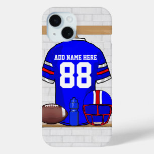 Personalized Blue White Red Football Jersey iPhone 15 Case