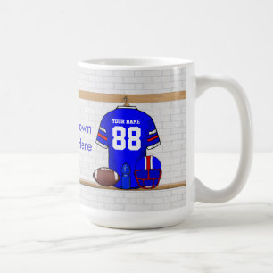 Personalized Blue White Red Football Jersey Coffee Mug