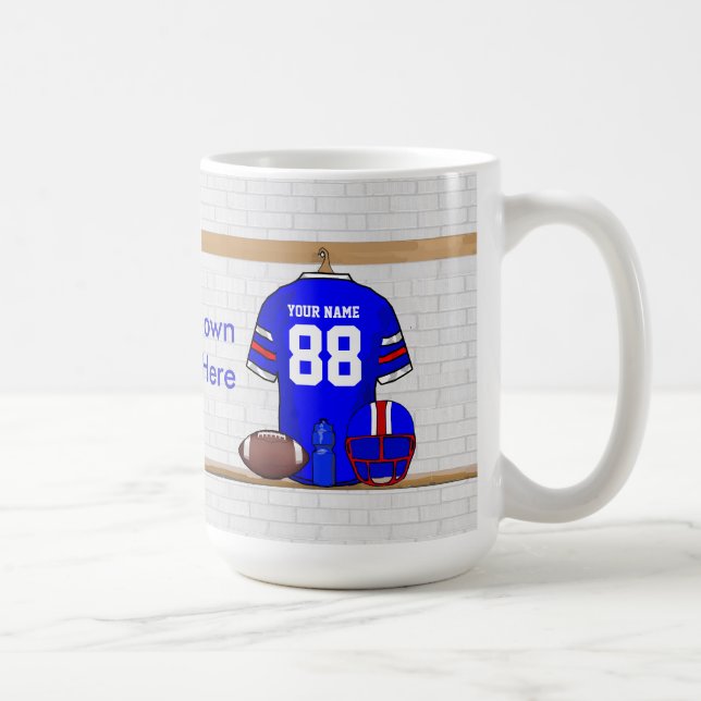 Personalized Blue White Red Football Jersey Coffee Mug (Right)