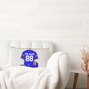 Personalized Blue White Red Football Jersey Lumbar Pillow