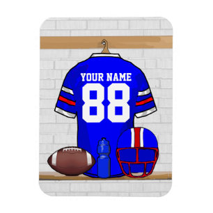 Personalized Blue White Red Football Jersey Magnet