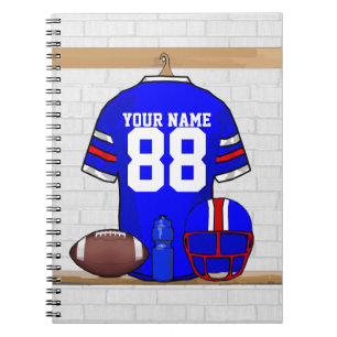 Personalized Blue White Red Football Jersey Notebook