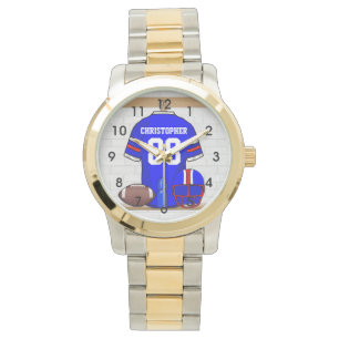 Personalized Blue White Red Football Jersey Watch