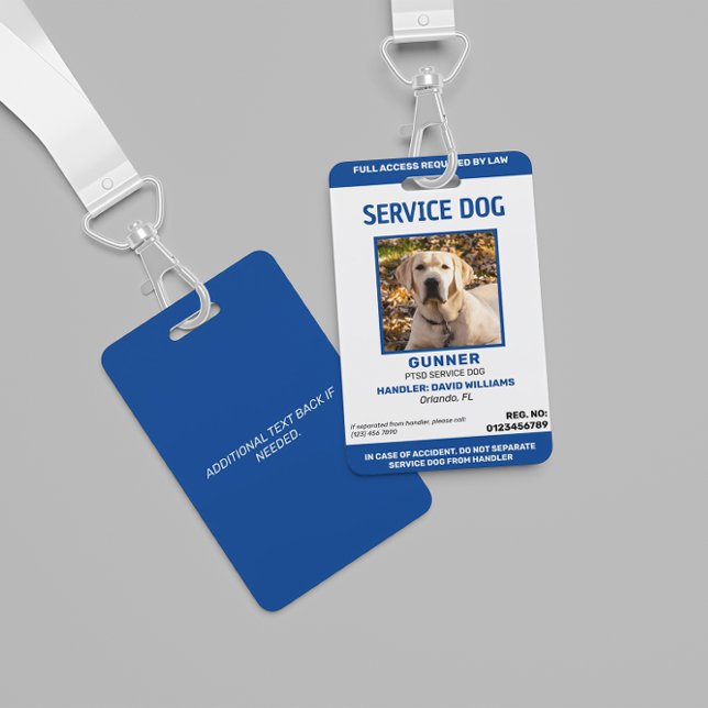 Personalized Blue White Service Dog Photo Badge (Creator Uploaded)