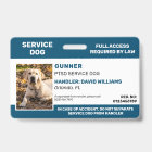 Personalized Blue White Service Dog Photo ID Badge