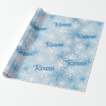 Personalized Blue & White Winter Snowflake Pattern Wrapping Paper<br><div class="desc">Create your own custom name gift wrap with trendy watercolor snowflakes in blue and white with our handy tool. The seamless design makes a beautiful choice for your holiday gift display. See all the wonderful wraps, bags, and ribbons in our Paws Charming shop - we love gift wrap! Thanks for...</div>