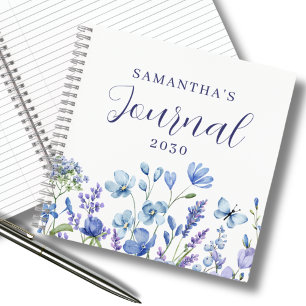Personalized Blue Wildflower Floral Journal