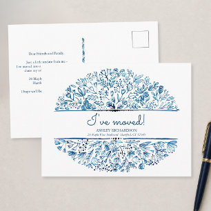 Personalized Blue Wildflower I've Moved Postcard