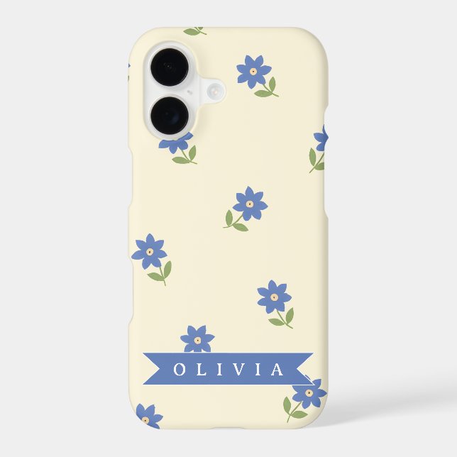 Personalized Blue Wildflower Pattern Name Gift (Back)
