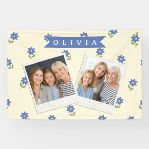 Personalized Blue Wildflower Pattern Name Gift Banner