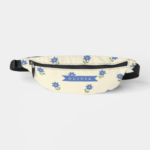 Personalized Blue Wildflower Pattern Name Gift Fanny Pack