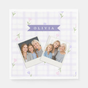 Personalized Blue Wildflower Pattern Name Gift Napkin