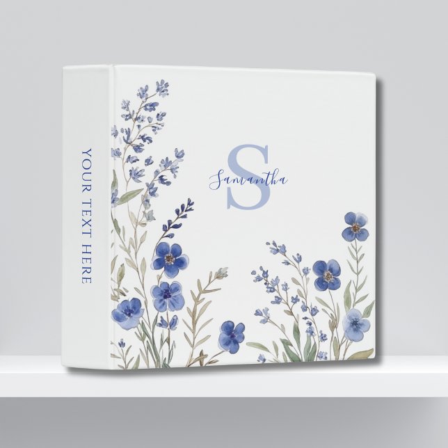 Personalized Blue Wildflower Watercolor  Binder (Creator Uploaded)