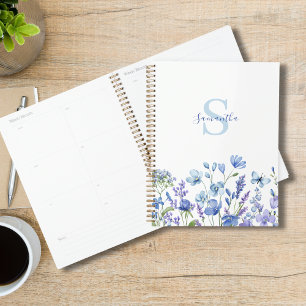 Personalized Blue Wildflower Watercolor Floral Planner