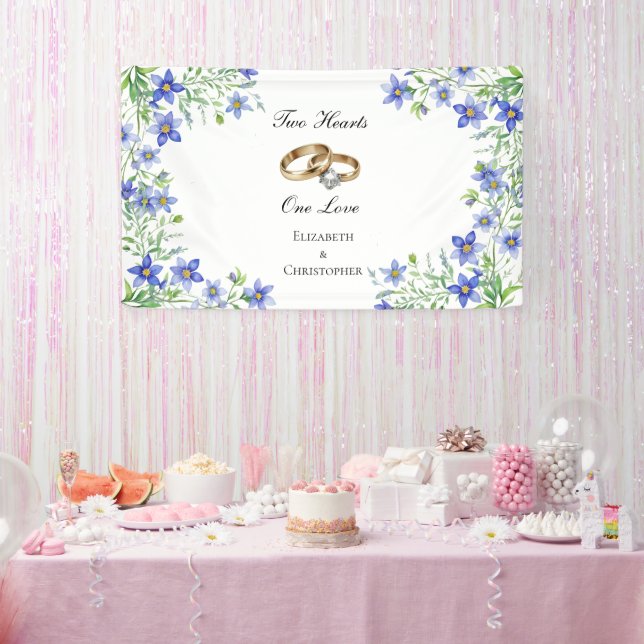 Personalized Blue Wildflowers Engagement Banner (Party)