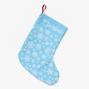 Personalized Blue Winter Snowflakes Small Christmas Stocking