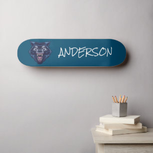 Personalized Blue Wolve skateboard