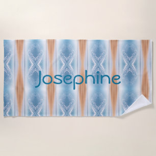 Personalized Blue Yellow Abstract Design Beach Towel