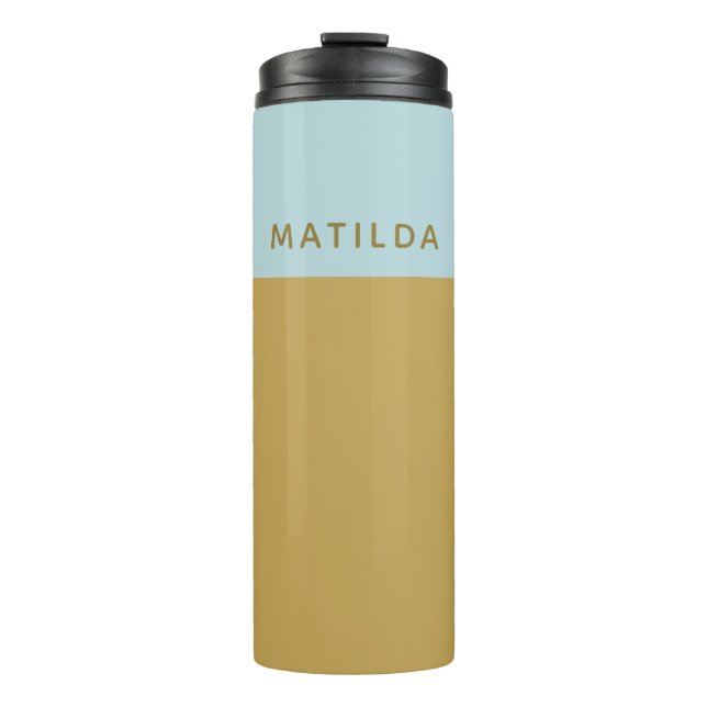 Personalized Blue Yellow Geometric Colour Block Thermal Tumbler (Front)