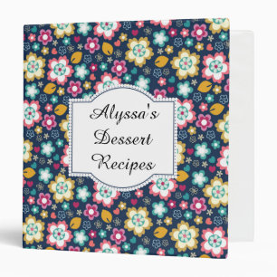 Personalized Blue Yellow Pink Floral Notebook Binder