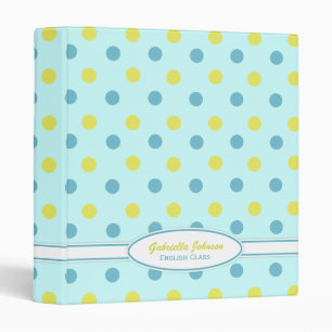 Personalized: Blue & Yellow Polka Dot Binder