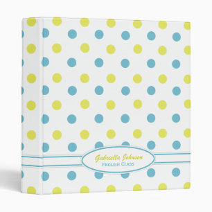 Personalized Blue & Yellow Polka Dot Binder