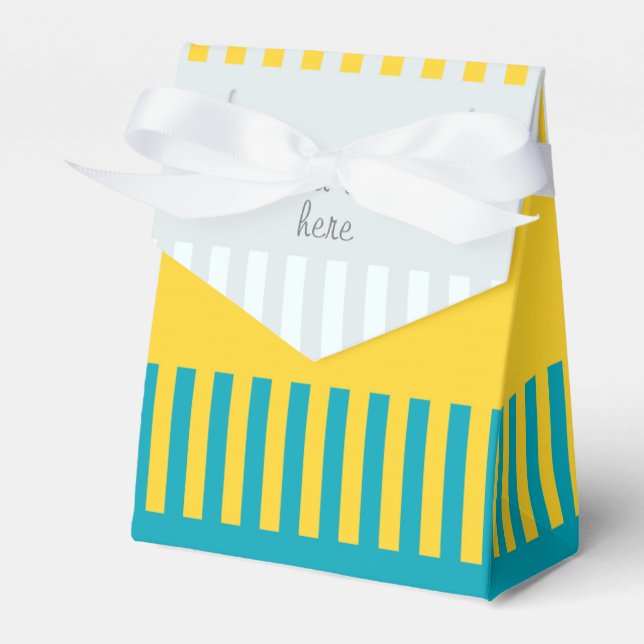 Personalized Blue Yellow White Grey Chic Pattern Favor Box (Front Side)