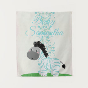 Personalized Blue Zebra Wall Tapestry