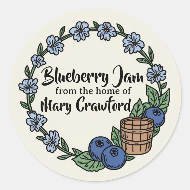 Personalized Blueberry Canning Jarring Labels (Front)