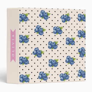 Personalized Blueberry Polka Dot Cute Vintage Binder
