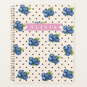 Personalized Blueberry Polka Dot Cute Vintage Planner