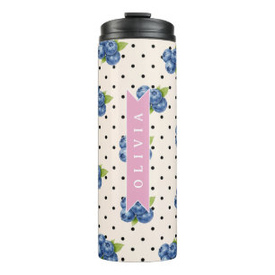 Personalized Blueberry Polka Dot Cute Vintage Thermal Tumbler