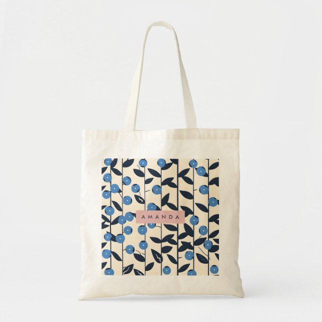 Personalized Blueberry Vine Nature  Tote Bag (Front)
