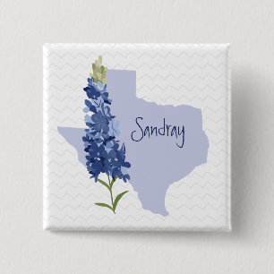 Personalized Bluebonnet Texas 2 Inch Square Button