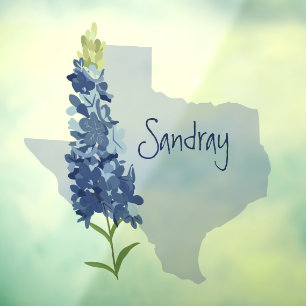 Personalized Bluebonnet Texas Window Cling