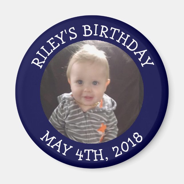 Personalized Bluee Photo Reminder Magnet (Front)