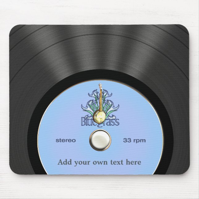 Personalized Bluegrass Vinyl Record Mouse Pad (Front)