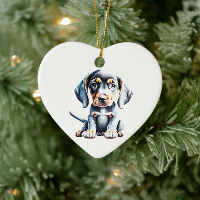 Personalized Bluetick Coonhound Puppy Dog Ceramic Ornament (Tree)