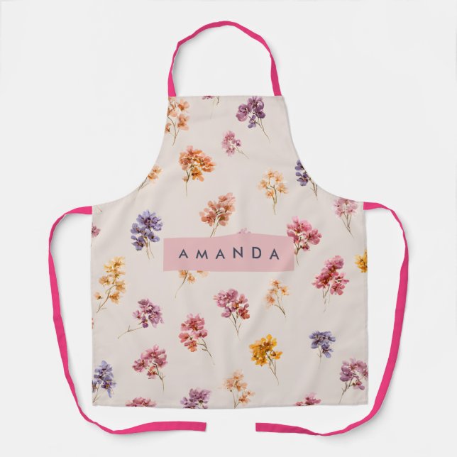 Personalized Blush and Lavender Garden Apron (Front)