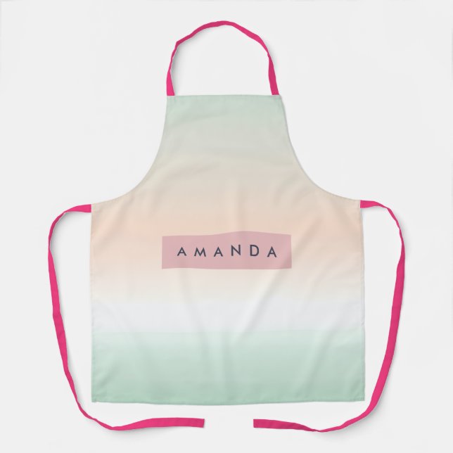 Personalized Blush and Mint Pastel Ombre  Apron (Front)