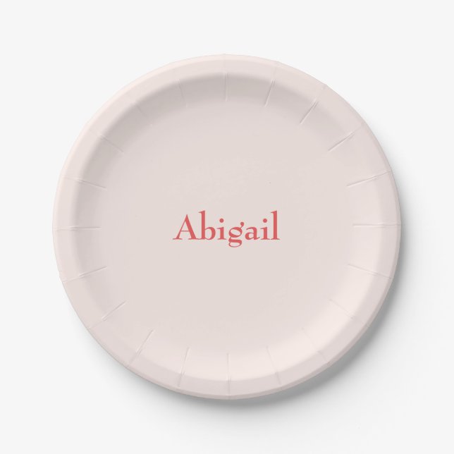Personalized Blush Baby Shower Paper Plate (Front)