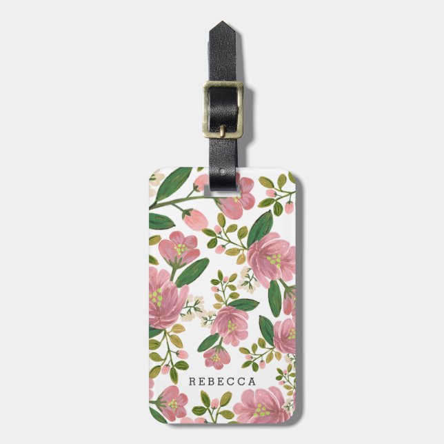 Personalized | Blush Bouquet Luggage Tag (Front Vertical)